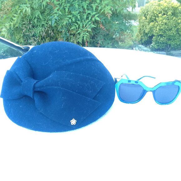 Bundle sunglasses&luxury wool stylish gold-decorative hat brand new main image 5